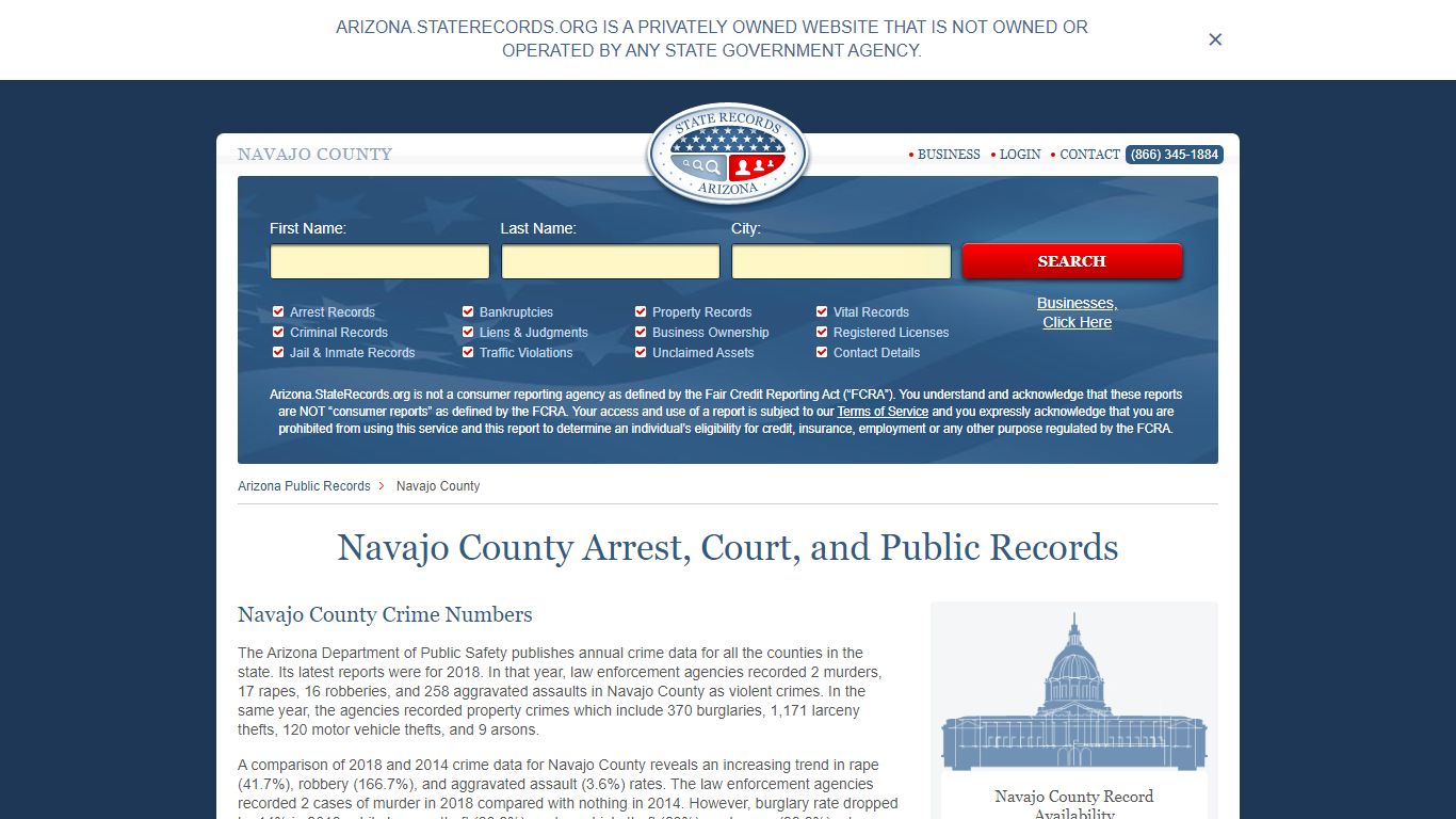 Navajo County Arrest, Court, and Public Records