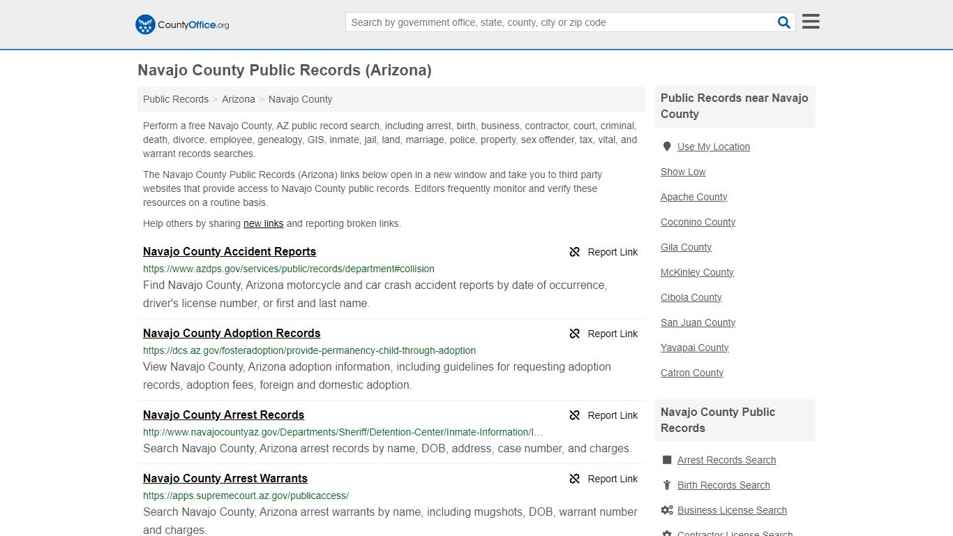 Public Records - Navajo County, AZ (Business, Criminal, GIS, Property ...